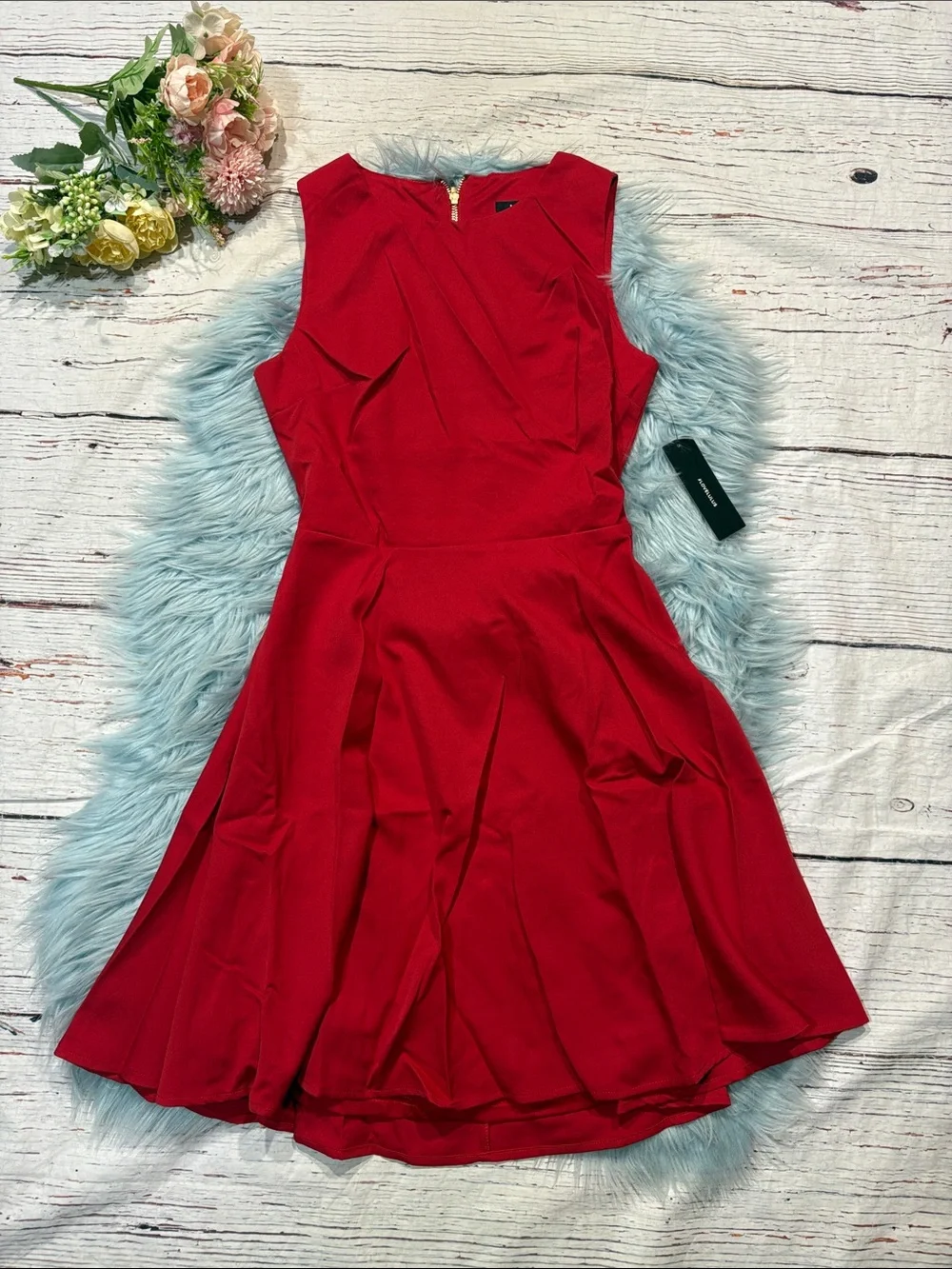 NWT Lulus Just Us Red Open Back Mini Skater Dress - Picture 2 of 9